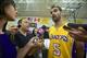 Jose Calderon of the 2016 Los Angeles Lakers meets with the press during media day on September 26, 2016 in El Segundo, California ahead of the start of the 2016-17 NBA season.. / AFP / Frederic J. BROWN (Photo credit should read FREDERIC J. BROWN/