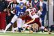 EAST RUTHERFORD, NJ - SEPTEMBER 25: Odell Beckham #13 of the New York Giants runs after a catch against Josh Norman #24 of the Washington Redskins during their game at MetLife Stadium on September 25, 2016 in East Rutherford, New Jersey. (Photo by Al B
