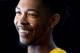 EL SEGUNDO, CA - SEPTEMBER 26: Brandon Ingram #14 of the Los Angeles Lakers smiles during an interview during Los Angeles Laker media day at Toyota Sports Center on September 26, 2016 in El Segundo, California. (Photo by Harry How/Getty Images)