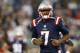 Sep 22, 2016; Foxborough, MA, USA; New England Patriots quarterback Jacoby Brissett (7) runs onto the field during warm-ups before the game against the Houston Texans at Gillette Stadium. Mandatory Credit: Greg M. Cooper-USA TODAY Sports