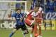 Sep 17, 2016; Montreal, Quebec, CAN; New England Revolution forward Juan Agudelo (17) dribbles the ball as Montreal Impact midfielder Marco Donadel (33) defends during the second half at Stade Saputo. Mandatory Credit: Eric Bolte-USA TODAY Sports