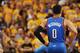 OAKLAND, CA - MAY 30: Russell Westbrook #0 of the Oklahoma City Thunder stands on the court during the game against the Golden State Warriors in Game Seven of the Western Conference Finals during the 2016 NBA Playoffs on May 30, 2016 at ORACLE Arena in O