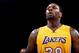 Ontario, CA - OCTOBER 9: Tarik Black #28 of the Los Angeles Lakers looks on against the Denver Nuggets during a preseason game on October 9, 2016 at Citizens Business Bank Arena in Ontario, California. NOTE TO USER: User expressly acknowledges and agrees