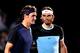 BASEL, SWITZERLAND - NOVEMBER 01: Roger Federer of Switzerland and Rafael Nadal of Spain pose prior the final match of the Swiss Indoors ATP 500 tennis tournament at St Jakobshalle on November 1, 2015 in Basel, Switzerland (Photo by Harold Cunningham/G