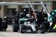 AUSTIN, TX - OCTOBER 23: Lewis Hamilton of Great Britain driving the (44) Mercedes AMG Petronas F1 Team Mercedes F1 WO7 Mercedes PU106C Hybrid turbo makes a pit stop for new tyres during the United States Formula One Grand Prix at Circuit of The Americas