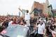 CLEVELAND, OH - JUNE 22: LeBron James #23 of the Cleveland Cavaliers celebrates during the Cleveland Cavaliers 2016 championship victory parade and rally on June 22, 2016 in Cleveland, Ohio. (Photo by Jason Miller/Getty Images)