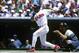 CLEVELAND, OH - CIRCA 1994: Albert Belle #8 of the Cleveland Indians bats against the Chicago White Sox during an Major League Baseball game circa 1994 at Cleveland Stadium in Cleveland, Ohio. Belle played for the Indians from 1989-96. (Photo by Focus on