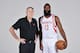 HOUSTON, TX - SEPTEMBER 24: Head Coach Mike D'Antoni and James Harden #13 of the Houston Rockets pose for a portrait during the 2016 NBA Media Day at the Toyota Center on September 24, 2016 in Houston, Texas. NOTE TO USER: User expressly acknowledges and