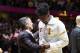 CLEVELAND, OH - OCTOBER 25: Iman Shumpert #4 of the Cleveland Cavaliers receives his championship ring from owner Dan Gilbert before the game against the New York Knicks at Quicken Loans Arena on October 25, 2016 in Cleveland, Ohio. NOTE TO USER: User