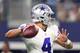 ARLINGTON, TX - OCTOBER 30: Dak Prescott #4 of the Dallas Cowboys looks to throw in the first quarter during a game between the Dallas Cowboys and the Philadelphia Eagles at AT&T Stadium on October 30, 2016 in Arlington, Texas. (Photo by Tom Pennington/