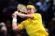 Japan's Kei Nishikori returns the ball to Serbia's Viktor Troicki during their second round tennis match at the ATP World Tour Masters 1000 indoor tournament in Paris on November 2, 2016. / AFP / MIGUEL MEDINA (Photo credit should read MIGUEL MEDIN