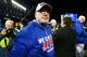 CHICAGO, IL - OCTOBER 22: Manager Joe Maddon of the Chicago Cubs reacts after defeating the Los Angeles Dodgers 5-0 in game six of the National League Championship Series to advance to the World Series against the Cleveland Indians at Wrigley Field on Oc