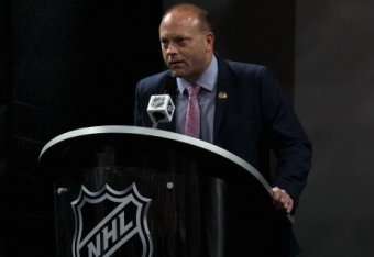 NEWARK, NJ - JUNE 30:  Vice President and General Manager Stan Bowman of the Chicago Blackhawks speaks at the podium during the 2013 NHL Draft at the Prudential Center on June 30, 2013 in Newark, New Jersey.  (Photo by Bruce Bennett/Getty Images)