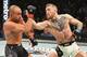 NEW YORK, NY - NOVEMBER 12: Eddie Alvarez of the United States (left) fights against Conor McGregor of Ireland in their lightweight championship bout during the UFC 205 event at Madison Square Garden on November 12, 2016 in New York City. (Photo by Jeff