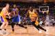 LOS ANGELES, CA - NOVEMBER 4: Luol Deng #9 of the Los Angeles Lakers handles the ball against the Golden State Warriors on November 4, 2016 at STAPLES Center in Los Angeles, California. NOTE TO USER: User expressly acknowledges and agrees that, by downloa