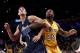 LOS ANGELES, CA - NOVEMBER 08: Dwight Powell #7 of the Dallas Mavericks and Tarik Black #28 of the Los Angeles Lakers push for position during the second half of a game at Staples Center on November 8, 2016 in Los Angeles, California.NOTE TO USER: User e
