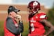 Louisville head coach Bobby Petrino (left) and QB Lamar Jackson (right)