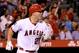 Sep 26, 2016; Anaheim, CA, USA; Los Angeles Angels fans cheer as center fielder Mike Trout (27) watches the ball leave the park on a solo home run in the fourth of the game against the Oakland Athletics at Angel Stadium of Anaheim. Mandatory Credit: Jayn