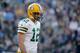 NASHVILLE, TN - NOVEMBER 13: Aaron Rodgers #12 of the Green Bay Packers walks off of the field with his head down after throwing an interception during the game against the Tennessee Titans at Nissan Stadium on November 13, 2016 in Nashville, Tennessee.