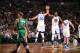 BOSTON, MA - NOVEMBER 18: Stephen Curry #30 and Kevin Durant #35 of the Golden State Warriors celebrate during a game against the Boston Celtics on November 18, 2016 at TD Garden in Boston, Massachusetts. NOTE TO USER: User expressly acknowledges and agr