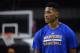 SAN JOSE, CA - OCTOBER 6: Damian Jones #15 of the Golden State Warriors warms up before the game against the Sacramento Kings on October 6, 2016 at SAP Center in San Jose, California. NOTE TO USER: User expressly acknowledges and agrees that, by downloa