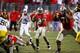 Ohio State quarterback Troy Smith (No. 10) threw for 316 yards and four touchdowns.