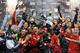 TORONTO, ON - NOVEMBER 30: Michael Bradley #4 of Toronto FC and teammates celebrate with the Eastern Conference Trophy following the MLS Eastern Conference Final, Leg 2 game against Montreal Impact at BMO Field on November 30, 2016 in Toronto, Ontario, C