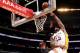 LOS ANGELES, CA - NOVEMBER 27: Thomas Robinson #15 of the Los Angeles Lakers goes to the basket against the Atlanta Hawks on November 27, 2016 at STAPLES Center in Los Angeles, California. NOTE TO USER: User expressly acknowledges and agrees that, by dow