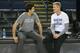 OAKLAND, CA - JUNE 18: General Manager Bob Myers and Head Coach Steve Kerr of the Golden State Warriors during practice and media availability as part of the 2016 NBA Finals on June 18, 2016 at ORACLE Arena in Oakland, California. NOTE TO USER: User expre