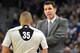 OAKLAND, CA - NOVEMBER 23: Head coach Luke Walton of the Los Angeles Lakers complains over a call to referee Steve Anderson #35 during an NBA basketball game against the Golden State Warriors at ORACLE Arena on November 23, 2016 in Oakland, California. N