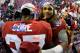 ATLANTA, GA - DECEMBER 31: Jalen Hurts #2 of the Alabama Crimson Tide celebrates with his teammate Derrick Gore #27 after winning 24 to 7 against the Washington Huskies during the 2016 Chick-fil-A Peach Bowl at the Georgia Dome on December 31, 2016 in At