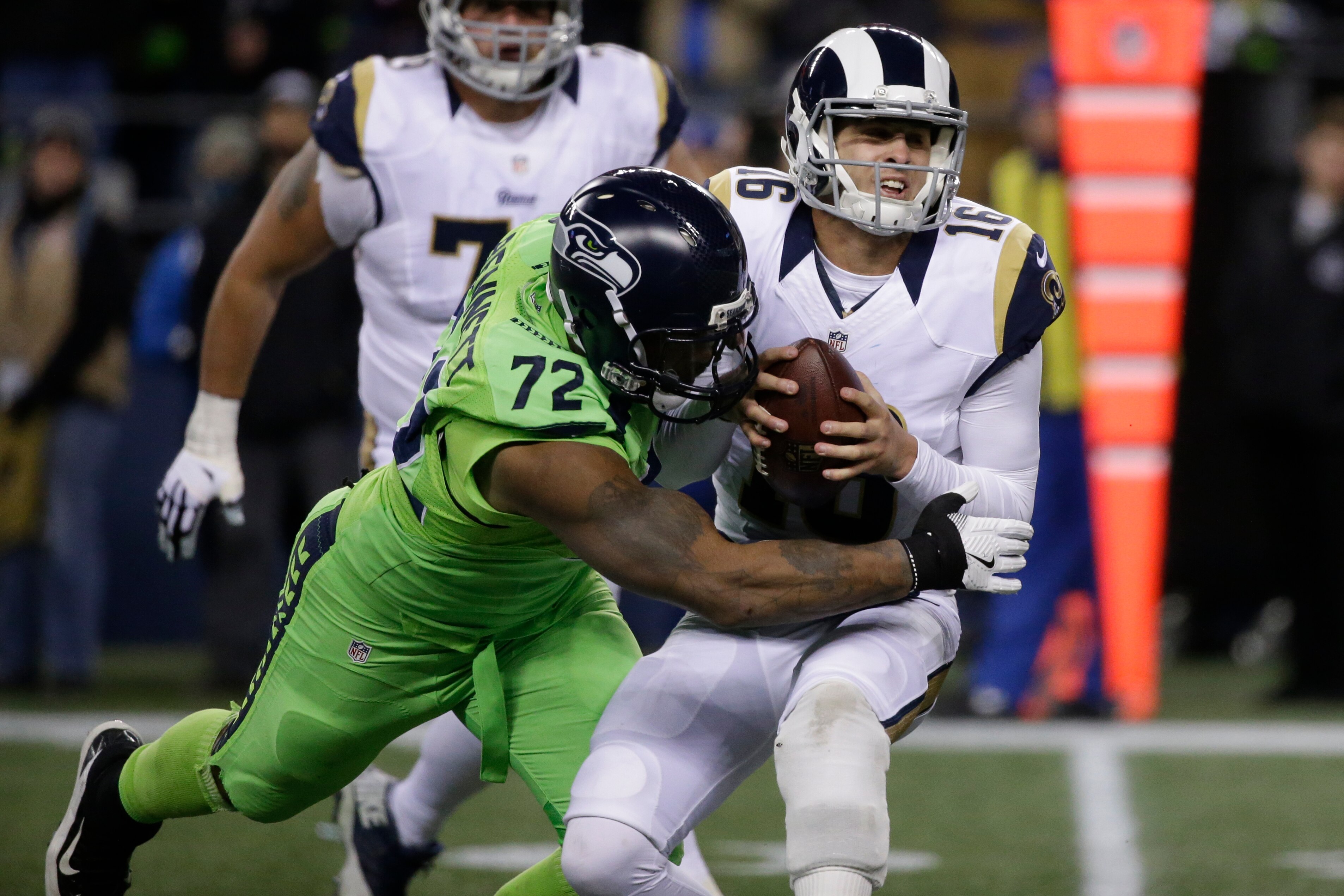 Michael Bennett had 24 tackles and five sacks in 11 games this season.