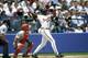 ATLANTA, GA - CIRCA 1994: Fred McGriff #29 of the Atlanta Braves bats against the Montreal Expos during an Major League Baseball game circa 1994 at Atlanta-Fulton County Stadium in Atlanta, Georgia. McGriff played for the Braves from 1993-97. (Photo by F