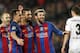 (L-R) Andres Iniesta of FC Barcelona, Paco Alcacer of FC Barcelona, Arda Turan of FC Barcelona, Lionel Messi of FC Barcelona, Andreas Christensen of Borussia Monchengladbachduring the UEFA Champions League group C match between FC Barcelona and Borussia M