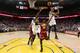 OAKLAND, CA - JANUARY 16: LeBron James #23 of the Cleveland Cavaliers has a shot blocked by Kevin Durant #35 of the Golden State Warriors at ORACLE Arena on January 16, 2017 in Oakland, California. NOTE TO USER: User expressly acknowledges and agrees tha