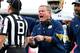 LOS ANGELES, CA - NOVEMBER 26: Head coach Brian Kelly of the Notre Dame Fighting Irish argues a call in the first half of the game against the USC Trojans at the Los Angeles Memorial Coliseum on November 26, 2016 in Los Angeles, CA. (Photo by Jayne Kami