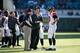 JACKSONVILLE, FL - DECEMBER 20: Matt Ryan #2 of the Atlanta Falcons talks to offensive coordinator Kyle Shanahan and head coach Dan Quinn during the game against the Jacksonville Jaguars at EverBank Field on December 20, 2015 in Jacksonville, Florida. The