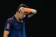 MELBOURNE, AUSTRALIA - JANUARY 20: Thomas Berdych of the Czech Republic looks on in his third round match against Roger Federer of Switzerland on day five of the 2017 Australian Open at Melbourne Park on January 20, 2017 in Melbourne, Australia. (Photo