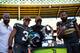 HONOLULU, HI - SUNDAY, JANUARY 31: Jerry Rice, Team Irvin quarterback Russell Wilson #3 of the Seattle Seahawks Michael Irvin, and defensive end Michael Bennett #72 of the Seattle Seahawks pose with the Pro Bowl Trophy after the end of the 2016 NFL Pro