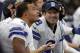 ARLINGTON, TX - NOVEMBER 20: Tony Romo #9 talks with Dak Prescott #4 and Mark Sanchez #3 of the Dallas Cowboys on the bench during the first half of the game against the Baltimore Ravens at AT&T Stadium on November 20, 2016 in Arlington, Texas. (Photo