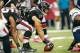 Atlanta Falcons center Alex Mack lines up to snap the ball against the San Diego Chargers.
