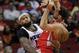 HOUSTON, TX - JANUARY 31: DeMarcus Cousins #15 of the Sacramento Kings and Ryan Anderson #3 of the Houston Rockets collide at Toyota Center on January 31, 2017 in Houston, Texas. NOTE TO USER: User expressly acknowledges and agrees that, by downloading a