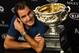 Roger Federer speaks with members of the media after winning the 2017 Australian Open.