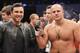 Fedor poses with Oscar de la Hoya after knocking out Andrei Arlovski in January 2009.