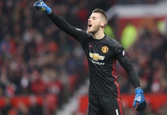 MANCHESTER, ENGLAND - FEBRUARY 11:  David De Gea of Manchester United in action during the Premier League match between Manchester United and Watford at Old Trafford on February 11, 2017 in Manchester, England.  (Photo by Mark Thompson/Getty Images)