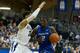 PHILADELPHIA, PA - FEBRUARY 25: Khyri Thomas #2 of the Creighton Bluejays drives to the basket against Josh Hart #3 of the Villanova Wildcats in the first half at the Pavilion on February 25, 2017 in Villanova, Pennsylvania. (Photo by Mitchell Leff/Getty