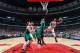 Jimmy Butler of the Chicago Bulls shoots the ball against the Boston Celtics during the game on February 16, 2017, at the United Center in Chicago.