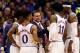 LAWRENCE, KS - JANUARY 07: Head coach Bill Self of the Kansas Jayhawks talks with players during a timeout in the game against the Texas Tech Red Raiders at Allen Fieldhouse on January 7, 2017 in Lawrence, Kansas. (Photo by Jamie Squire/Getty Images)
