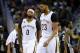 NEW ORLEANS, LA - MARCH 03: DeMarcus Cousins #0 of the New Orleans Pelicans and Anthony Davis #23 reacts during the second half of a game against the San Antonio Spurs at the Smoothie King Center on March 3, 2017 in New Orleans, Louisiana. NOTE TO USER: U