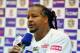 This photo taken on March 27, 2013 shows former Boston Red Sox slugger Manny Ramirez speaking during a press conference following his debut game on the island after joining the EDA Rhinos in March, in Taiwan's southern Kaohsiung baseball stadium. AF